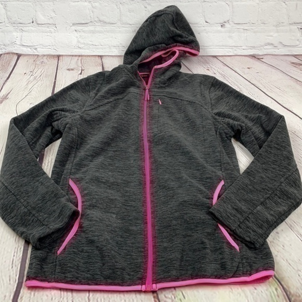 NWOT gray & pink  fleece Stoic hooded jacket medium